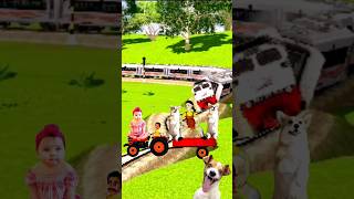 Rima dance with dogs on tractor and cute baby girl stop the high speed trainshortsviralvideo [upl. by Rhines]