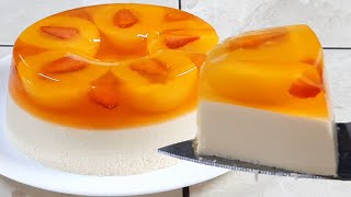 Si tienes duraznos prepara esta gelatina rellena de 3 leches 🍑  Cocina con Jenny [upl. by Nakashima]