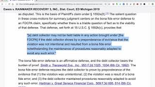 Case Decision  FDCPA  Is Credit Reporting Debt Collection Activity  Ewers v Rainmaker Recovery 3 [upl. by Divadnhoj]