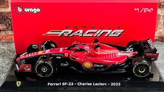 REVIEW BBurago 124 Charles Leclerc Ferrari SF23 F1 Diecast [upl. by Ennairej]