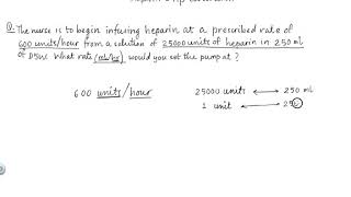 Heparin Drip Calculation HeparinDripCalculation MathForNurses [upl. by Ardnek]