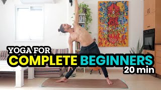 YOGA FOR COMPLETE BEGINNERS ⭐ 20 minutes yoga class you can do at home [upl. by Puglia]