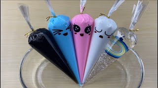 making soft grey glossy slime with funny piping bags beads amp fishbowl beads  Asmr Slime 0049 [upl. by Eremaj]