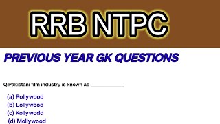 RRB NTPC PREVIOUS YEAR GK QUESTIONS  RRB NTPC exam 2024 [upl. by Siurad599]