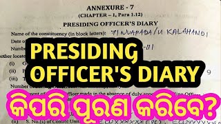 Presiding officers diary  How to fillup presiding officers diary  presiding officer diary form [upl. by Burg]