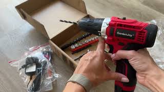 GardenJoy Cordless Power Drill Set 12V Electric Drill with Battery and Charger [upl. by Lodnar]