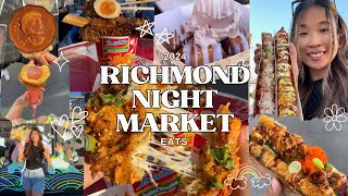 RICHMOND NIGHT MARKET FOOD 2024  eating for free as a vancouver foodie [upl. by Yeorgi]