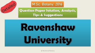 Detailed MSc Botany Entrance  Ravenshaw University  2016  Solution [upl. by Lopes]