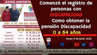 Comenzó registro de personas con DISCAPACIDAD  Como obtener la pensión Discapacidad  0 a 64 años [upl. by Norris]