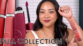 LOREAL INFALLIBLE MATTE RESISTANCE LIQUID LIPSTICKS  FULL COLLECTION SWATCHED [upl. by Ware245]