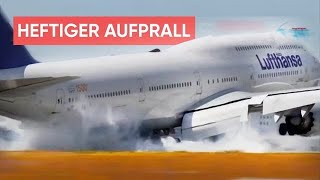 LufthansaJumbo muss nach harter Landung durchstarten [upl. by Akeihsat]