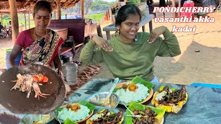 பாண்டிச்சேரி கடல் உணவு விருந்து  vasanthi akka kadai travellernanbanvlogs [upl. by Janetta]