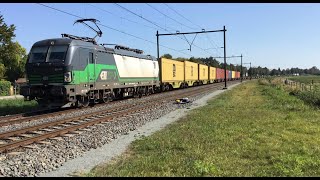 ELL Vectron loco RTB Cargo with Container Train at the famous Dutch Railroad curve near Hrt 🇳🇱209👍🚂 [upl. by Ainafets]