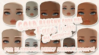 COLD BLUSHY CUTE GIRL FACE CODES PT1  ALL SKIN amp BLUE EYES  BLOXBURG BERRY AVENUE ID BROOKHAVEN [upl. by Hoang]