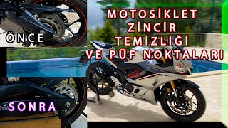 MOTOSİKLET ZİNCİR TEMİZLİĞİ NASIL YAPILIR  PÜF NOKTALARI NELERDİR motovlog zincir [upl. by Oleg]