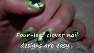 Easy FourLeaf Clover Nail Designs St Patricks Day Nail Art [upl. by Greenes]