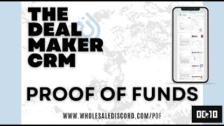 Deal Maker CRM v20  Proof of Funds App Guide [upl. by Ferdie505]