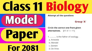 Class 11 NEB Biology Model Question Paper For 2081 [upl. by Lupita]