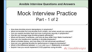 Ansible Interview Questions and Answers  1 [upl. by Pineda]