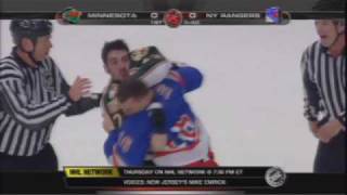 Cal Clutterbuck vs Sean Avery Mar 24 2009 [upl. by Nylesoj]