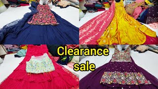 chickpet wholesale gowns lehenga amp crop top sharara sets clearance sale  single piece courier [upl. by Ahseat255]