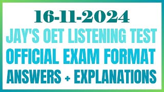 OET LISTENING TEST 16112024 oet oetexam oetnursing oetlisteningtest [upl. by Danna612]