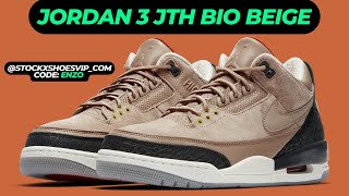 JORDAN 3 JTH BIO BEIGE UNBOXING AND REVIEW STOCKXSHOESVIP [upl. by Aieka]