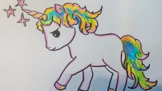 Ein Einhorn Pony malen lernen Kawaii Bilder Tutorial für Anfänger und Kinder [upl. by Cassella]