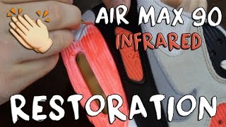 AIR MAX 90 INFRARED FULL RESTORATION AND WALKTHROUGH  xChaseMaccini [upl. by Ednalrym843]