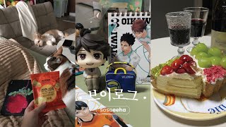 vlog 가챠 중독 ◠ ̫◠ 하이큐 미카사 배구가챠 햄토리 리본 인형 2025년 탁상달력 언박싱 강아지와 고양이가 잔뜩 나오는 오타쿠 일상 브이로그 새로운 와인 오픈 [upl. by Peisch]