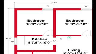 223 x 241 SMALL HOUSE DESIGN223quotx 241 GHAR KA NAKSHA 534 SQFT HOUSE PLANEAST FACE PLAN [upl. by Maurreen]