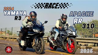 2025 APACHE RR310 vs 2024 YAMAHA R3 🔥 DRAG RACE [upl. by Furnary]