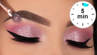 5 MINUTE Glitter Eye Makeup Tutorial  Prom Eye Makeup [upl. by Drud]