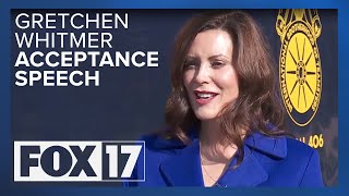 Gretchen Whitmer gives victory speech after beating Tudor Dixon in race for governor [upl. by Bluh]