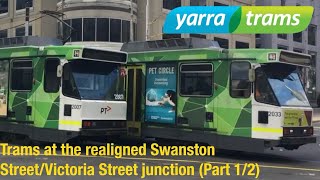 Trams at the realigned Swanston StreetVictoria Street junction Part 12 [upl. by Tnerb11]