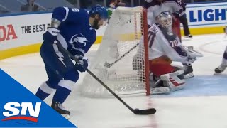 Nikita Kucherov Tucks The Puck Past Korpisalo From Below The Goal Line [upl. by Anicart]