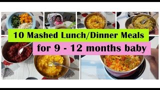 10 Mashed meals for 9  12 months baby  9101112 months baby food recipes  Indianbabyfoodrecipes [upl. by Idnar]