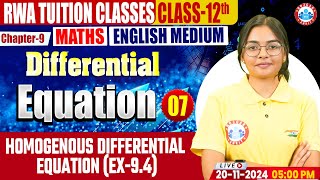 Class 12 Maths Chapter 9 Differential Equation  Ex94  12th Maths Imp Concept By RWA [upl. by Ennayoj832]