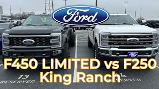 Ford F450 LIMITED vs F250 KING RANCH Leveled on 37s SUPER DUTY Comparison [upl. by Zarger]