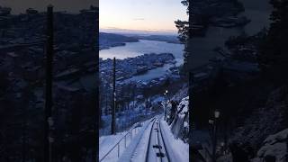 View from Fløibanen funicular in Bergen norway travel winter [upl. by Sitarski]