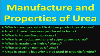 Manufacture and Properties of Urea [upl. by Welcome864]