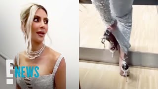 See Kim Kardashian Struggle to Walk in Tight Dress  E News [upl. by Doy925]