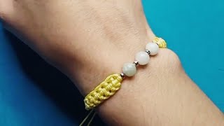 Pulseira Macrame Simples com miçangasPasso a Passo [upl. by Neelrac]