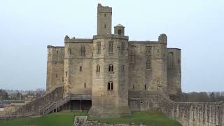 The huge amp most impressive medieval 12th c Warkworth Castle Eng Heritage Northumberland England [upl. by Jenks]