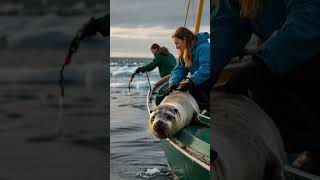 Adorable Baby Seal Plays with Fishermen fishingdiscoveries oceanmysteries fishing [upl. by Nachison]