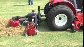 Maredo MT200 tractor verticutter at minimum depth on warm season grass [upl. by Artemus903]