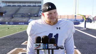 Montana State football playoff press conference with coach Brent Vigen Tommy Mellott Brody Grebe [upl. by Yhtomiht942]