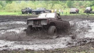 Little Red Chevy Powers Through Mud At Stompers Mud Bog [upl. by Perdita28]