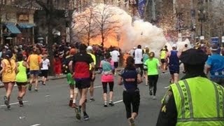 Boston Marathon Explosions Video Two Bombs Near Finish Line [upl. by Rame]