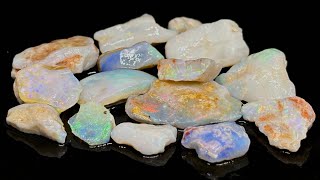 Raw Sparkling Multifired Barred Australian Coober Pedy Opal Stone Parcel [upl. by Rolyab355]